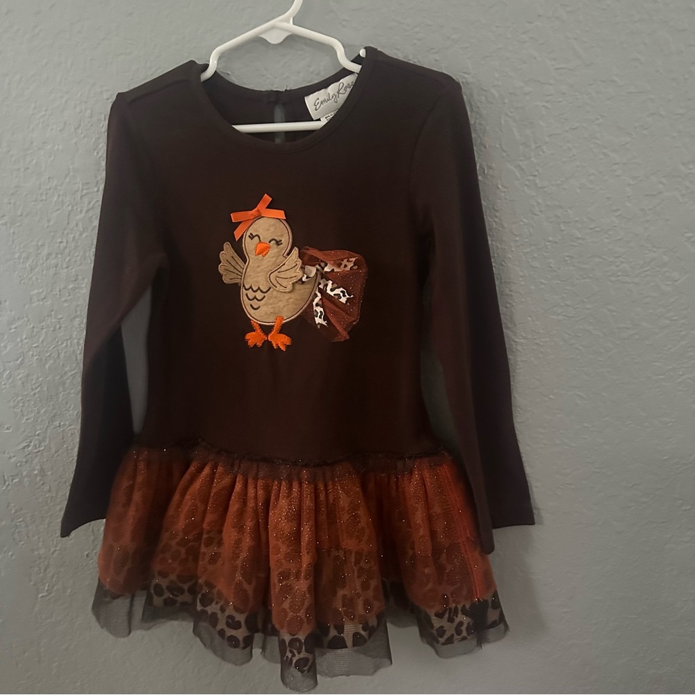 Girls Emily Rose Thanksgiving Turkey embellished Dress